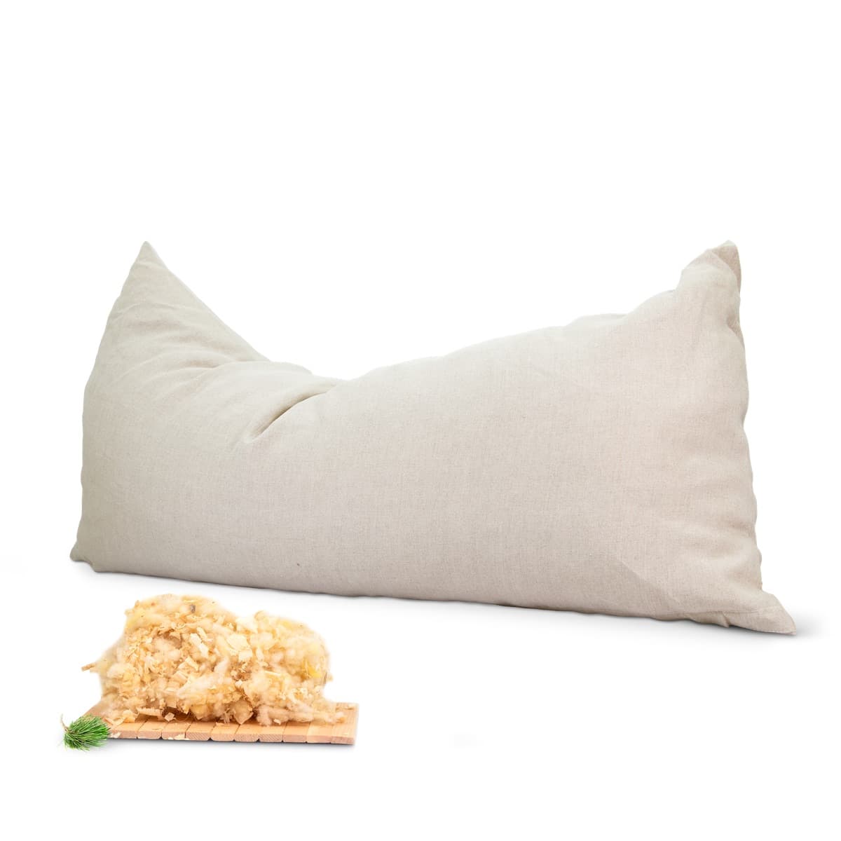Zirbenschlafkissen 40x80cm für Kinder (halbe Füllung) 40x80cm, Außenbezug: 100% Leinen